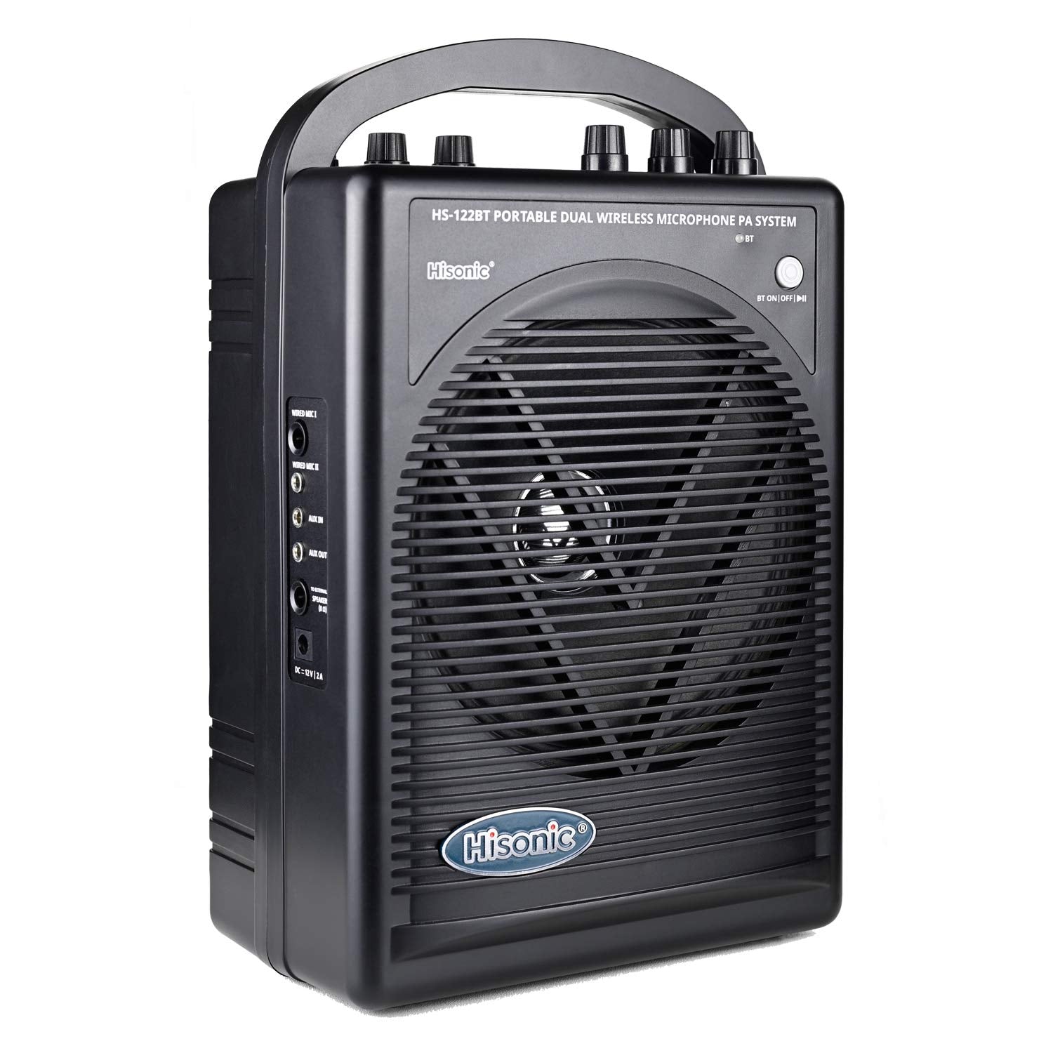 Hisonic Hs122Bt Hl Portable And Rechargeable Pa System With Dual Uhf Wireless Microphones & Bluetooth Connection